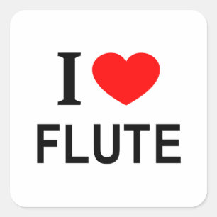 Sticker Carré Je ❤️ FLÛTE J'AIME FLÛTE JE ❤️ FLÛTE