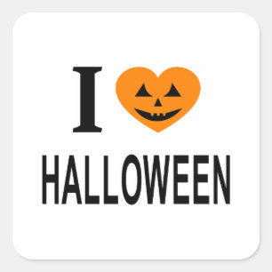 STICKER CARRÉ JE ❤️ HALLOWEEN J'AIME HALLOWEEN JE COEUR HALLOWEE