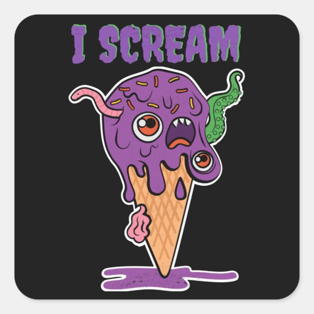 Sticker Carré Je hurle Glace Cream Funny Halloween Kids Kawaii (Devant)