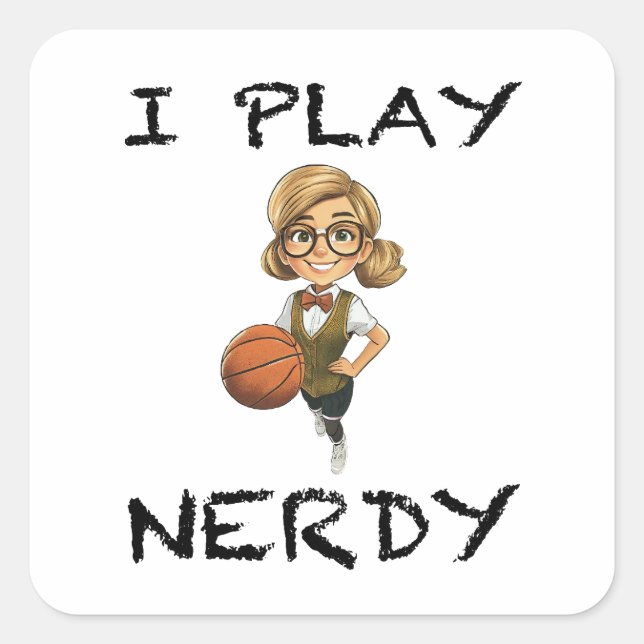 Sticker Carré Je joue Nerdy (Devant)