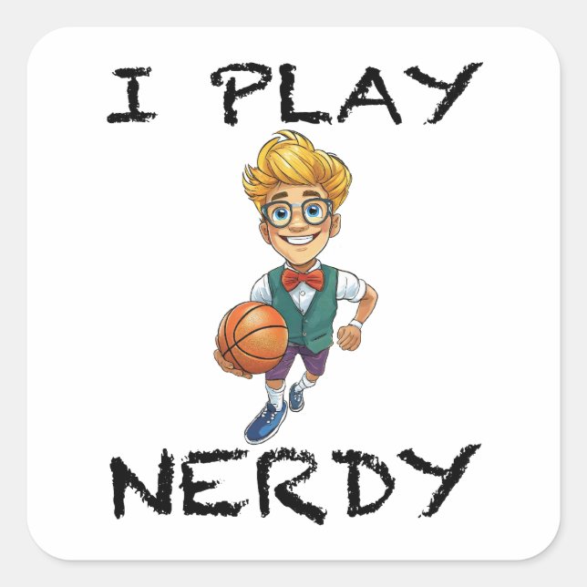 Sticker Carré Je joue Nerdy (Devant)