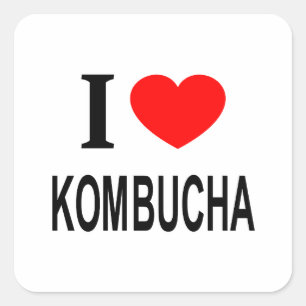 Sticker Carré Je ❤️ KOMBUCHA J'AIME KOMBUCHA JE ❤️ KOMBUCHA