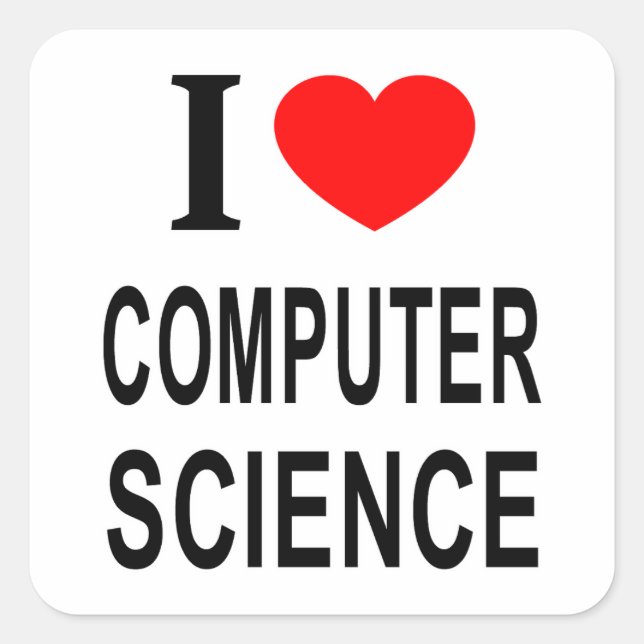STICKER CARRÉ JE ❤️ LA SCIENCE INFORMATIQUE J'AIME LA SCIENCE IN (Devant)