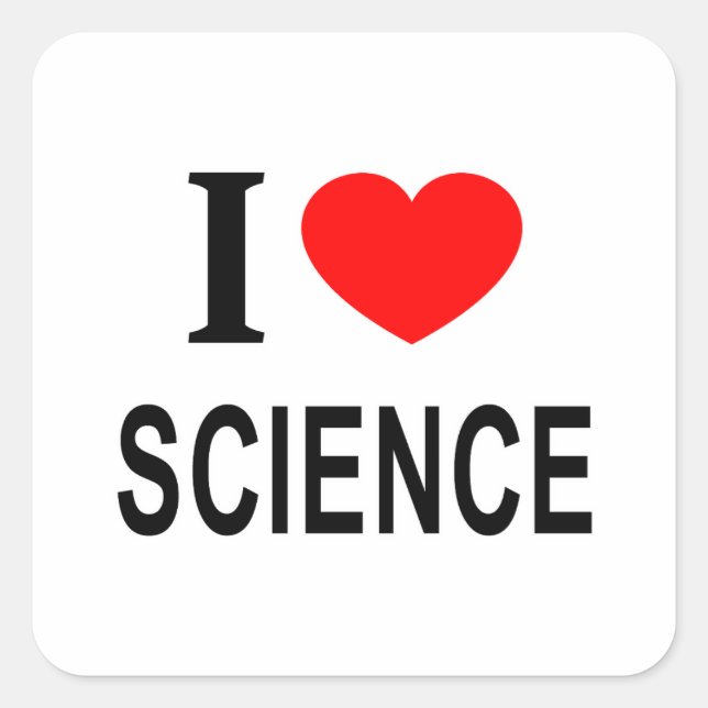 STICKER CARRÉ JE ❤️ LA SCIENCE J'AIME LA SCIENCE JE COEUR LA SCI (Devant)