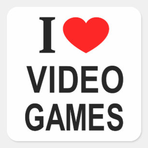 Sticker Carré Je ❤️ LES JEUX VIDÉO J'AIME LES JEUX VIDÉO J'ADORE