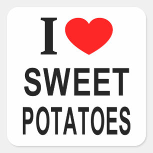 STICKER CARRÉ JE ❤️ LES POMMES DE TERRE SUCRÉES J'AIME LES POMME