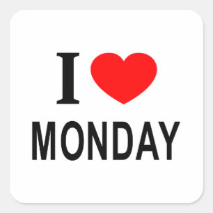 STICKER CARRÉ JE ❤️ LUNDI J'AIME LUNDI JE COEUR LUNDI