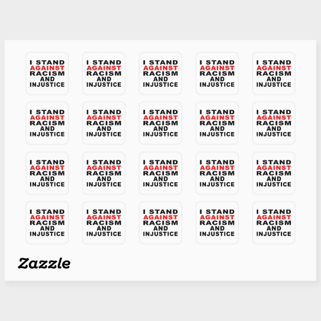 STICKER CARRÉ JE M'OPPOSE AU RACISME ET À L'INJUSTICE (Feuille)