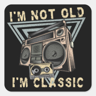 Sticker Carré Je ne suis pas vieux, je suis Boombox Classique 