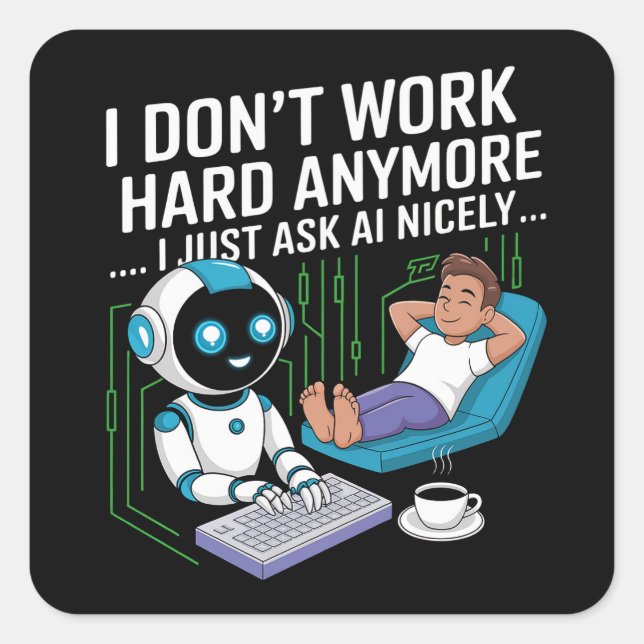 Sticker Carré Je ne travaille plus dur... Je demande simplement  (Devant)