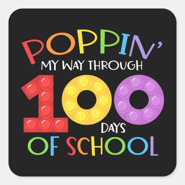Sticker Carré Je passe 100 jours à l'école (Devant)