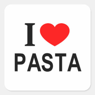 Sticker Carré Je ❤️ PÂTES J'AIME PÂTES JE ❤️ PÂTES
