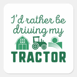 Sticker Carré Je préfère conduire mon tracteur