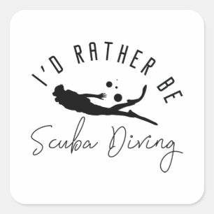 Sticker Carré Je préfère Plonger sous-marine