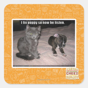 Sticker Carré Je répare le chiot