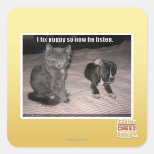 Sticker Carré Je répare le chiot