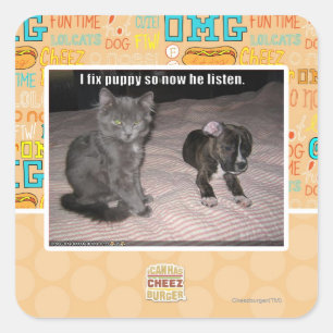 Sticker Carré Je répare le chiot