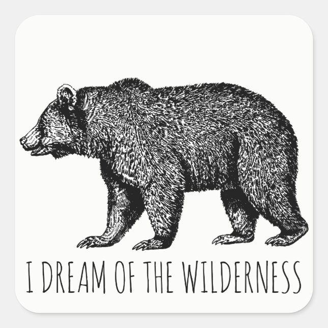 Sticker Carré Je Rêve De L'Ours De Marche Wilderness (Devant)