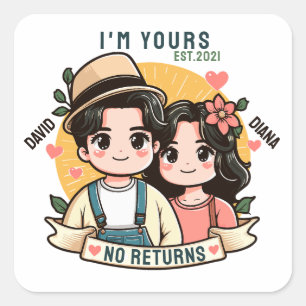 Sticker Carré Je suis à vous Aucun remboursement Couple Valentin