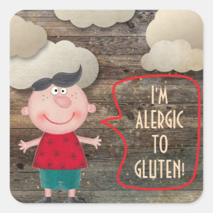 STICKER CARRÉ JE SUIS ALLERGIQUE GLUTEN LAIRY SWEET RUSTIC GARÇO