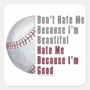 Sticker Carré Je Suis Beau Je Suis Bon Baseball