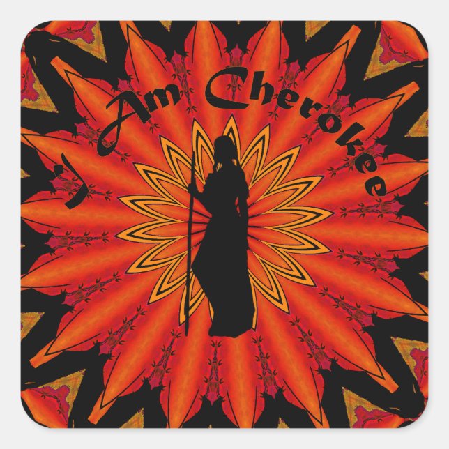 Sticker Carré Je suis Cherokee (Devant)