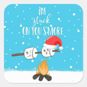 Sticker Carré Je suis coincé sur ta blague de plus drôle Noël