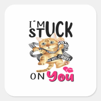 Sticker Carré Je suis coincé sur vous, design romantique simple