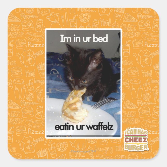 Sticker Carré Je suis dans votre lit (Devant)