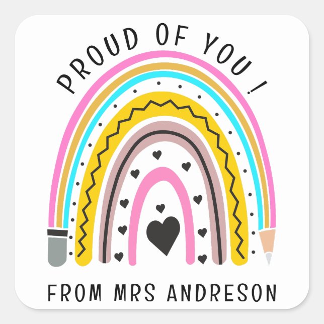Sticker Carré Je suis fier de vous Encouragement pédagogique col (Devant)