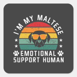 Sticker Carré Je suis mon chien maltais soutien émotionnel humai
