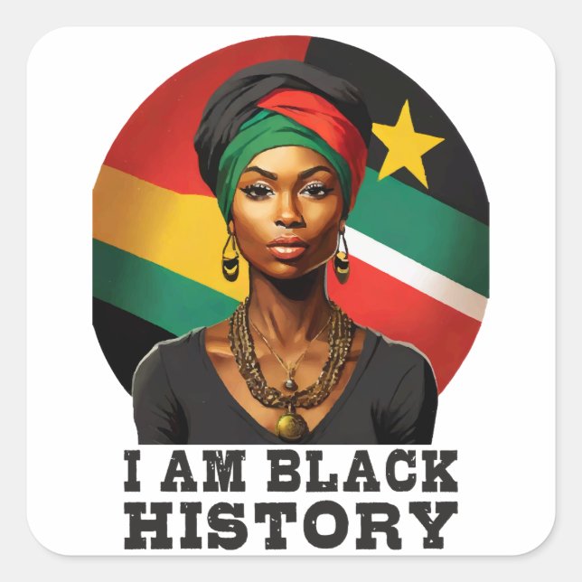 Sticker Carré Je suis Noir Histoire (Devant)