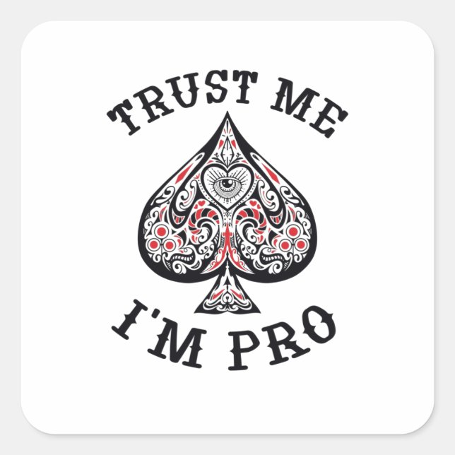 Sticker Carré Je suis pro poker (Devant)