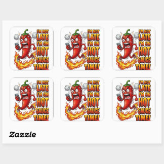 Sticker Carré Je suis sur le temps de la sauce piquante Autocoll