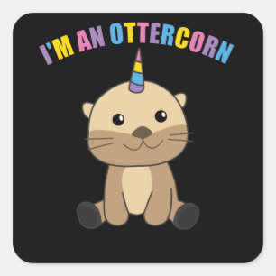 Sticker Carré Je suis un Ottercorn Sweet Otter Unicorn