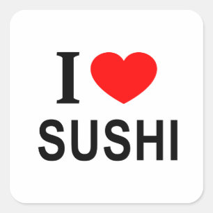 Sticker Carré Je ❤️ SUSHI J'AIME SUSHI JE ❤️ SUSHI