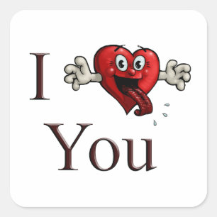 Sticker Carré Je t'aime cœur idiot