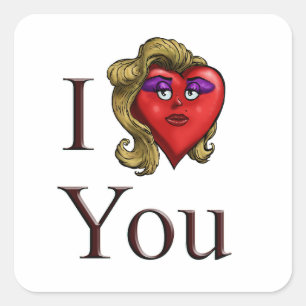 Sticker Carré Je T'Aime Elle Coeur