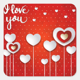 Sticker Carré Je t'aime en rouge