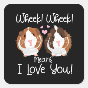 Sticker Carré Je T'Aime Guinée Cochon Cavy Roddent