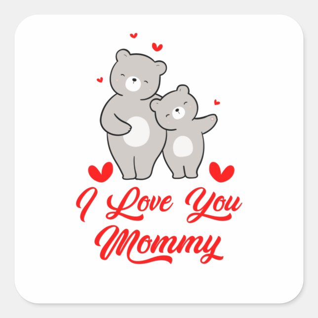 Sticker Carré Je T'Aime Maman (Devant)