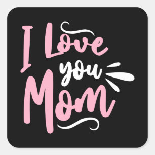 Sticker Carré Je t'aime maman