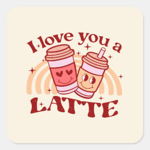 Sticker Carré Je T'Aime Un Latte