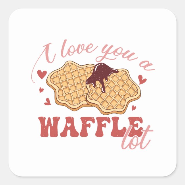 Sticker Carré Je t'aime une gaufre beaucoup drôle Simple Valenti (Devant)