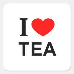 STICKER CARRÉ JE ❤️ THÉ J'AIME LE THÉ I HEART THÉ