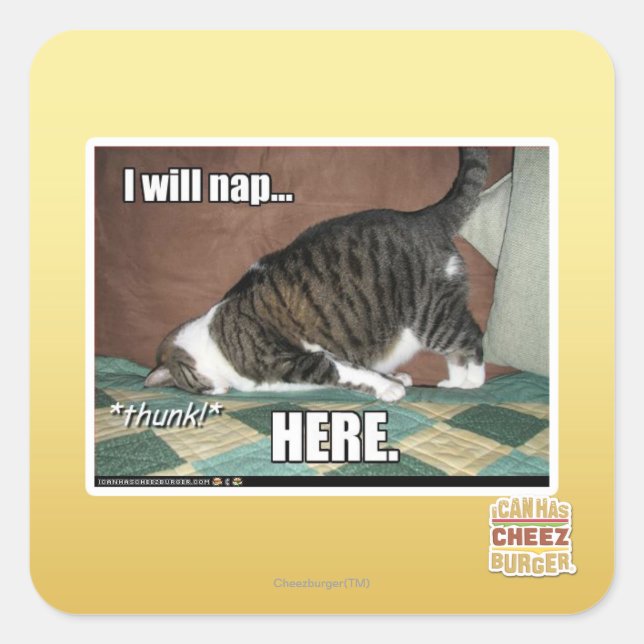 Sticker Carré Je vais faire la sieste ici (Devant)