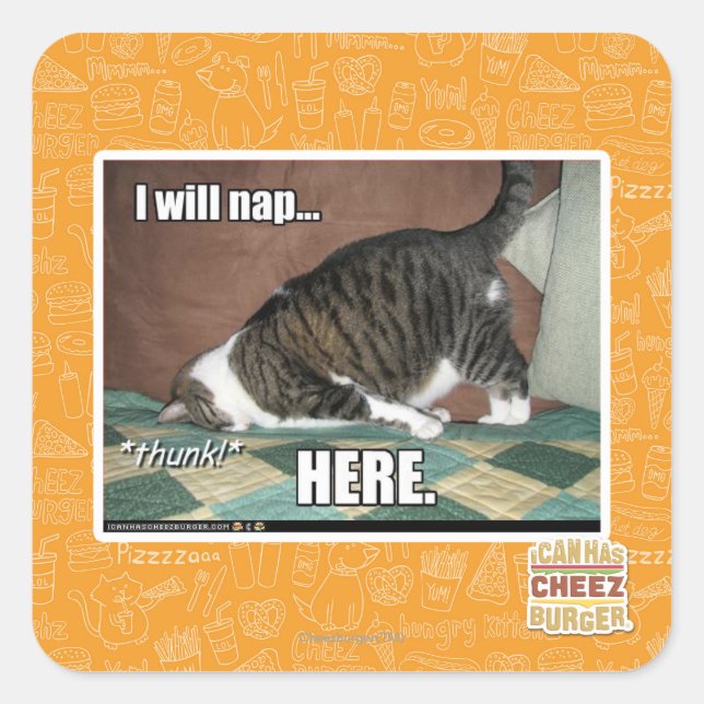 Sticker Carré Je vais faire la sieste ici (Devant)