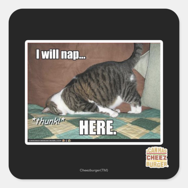 Sticker Carré Je vais faire la sieste ici (Devant)