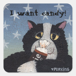 Sticker Carré Je veux des bonbons !