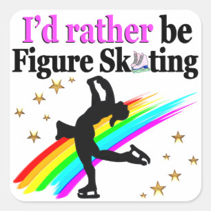 STICKER CARRÉ JE VOUDRAIS PLUTÔT FAIRE DU SKATING FIGURE